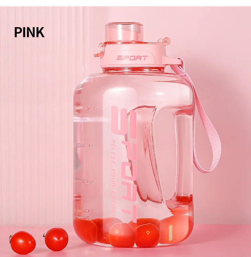 1.7-2.5L Sports Water Bottle – Leakproof Straw Lid & Carry Handle