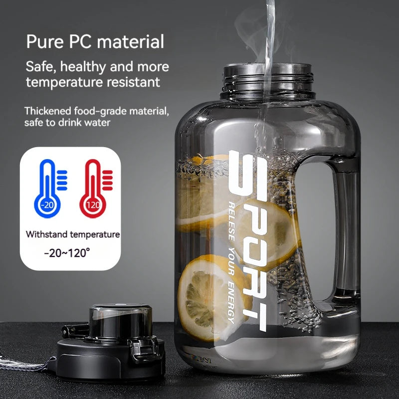 1.7-2.5L Sports Water Bottle – Leakproof Straw Lid & Carry Handle