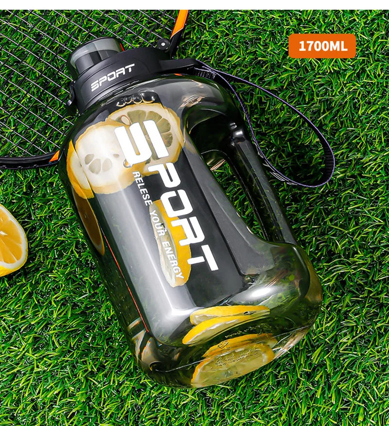 1.7-2.5L Sports Water Bottle – Leakproof Straw Lid & Carry Handle
